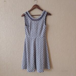 Pixley Grey White Textured Geometric Print Sleeveless Fit & Flare Dress Sz Small